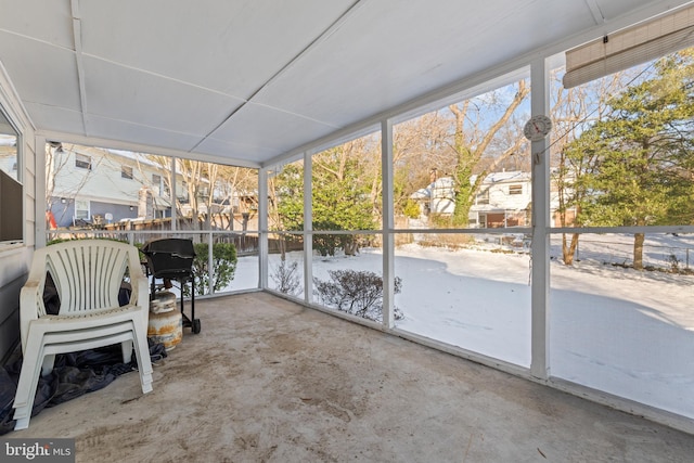 view of unfurnished sunroom