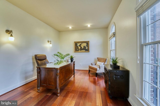 office featuring dark hardwood / wood-style flooring