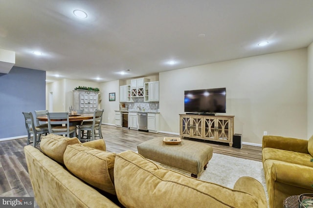 living room with wood-type flooring