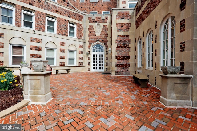 view of patio featuring french doors