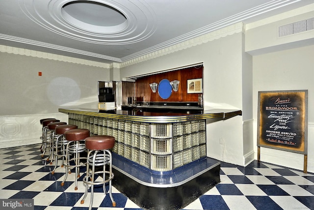 bar with crown molding