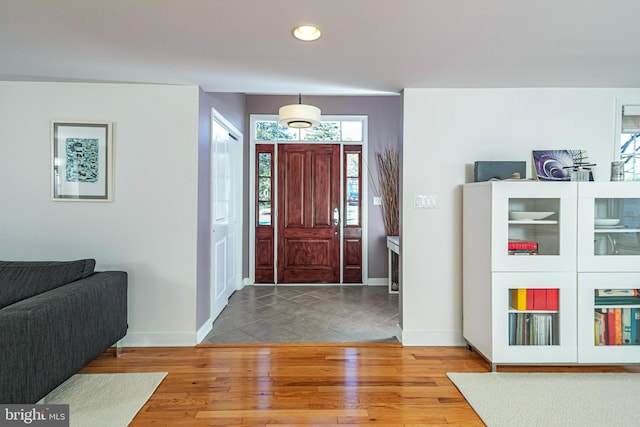 foyer entrance featuring wood-type flooring