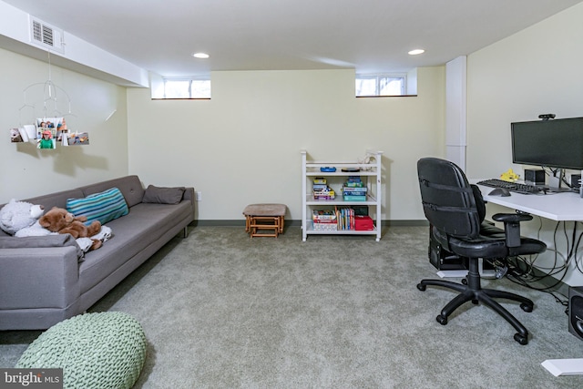 view of carpeted office