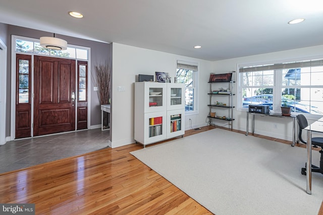 foyer featuring wood-type flooring