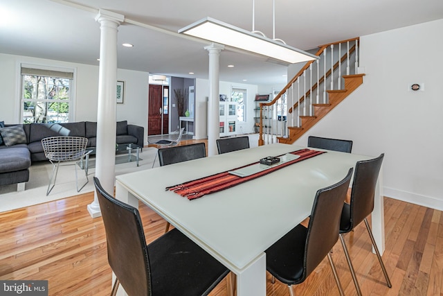 dining room with light hardwood / wood-style floors