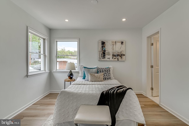 bedroom featuring light hardwood / wood-style flooring