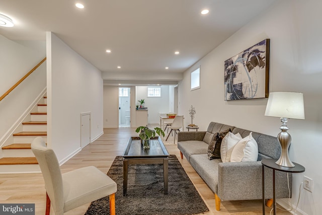 living room featuring light hardwood / wood-style floors