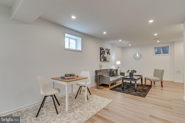 living room with light wood-type flooring