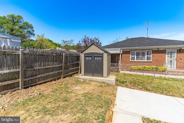 exterior space with a storage unit