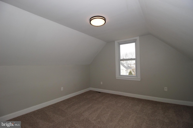 additional living space featuring carpet and lofted ceiling