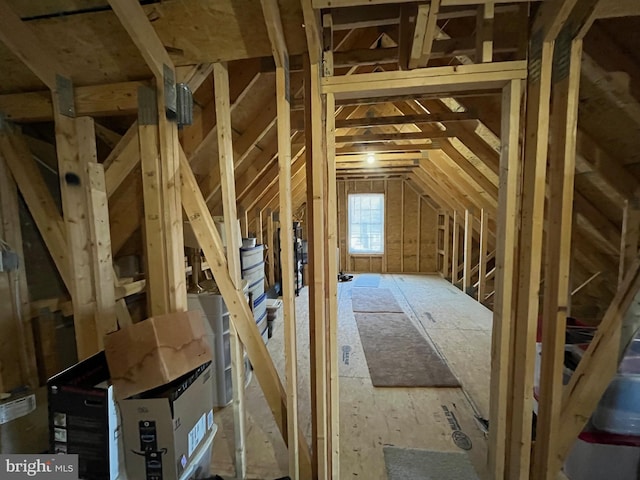 view of unfinished attic