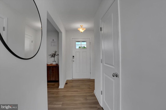 doorway featuring hardwood / wood-style floors