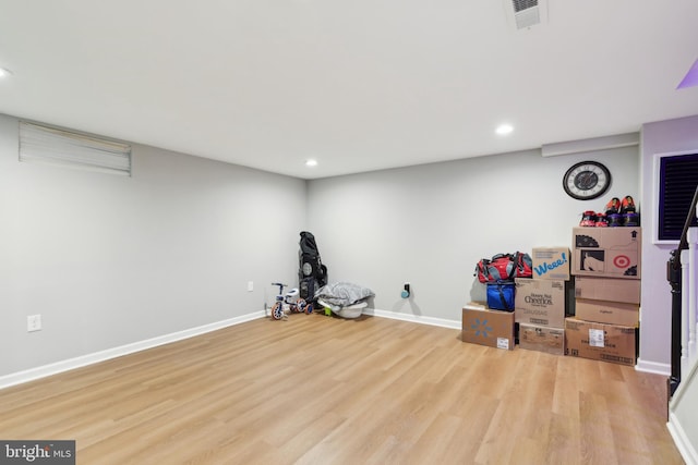 interior space with light hardwood / wood-style flooring