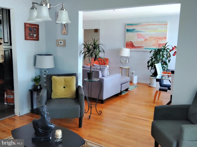 living room with hardwood / wood-style floors