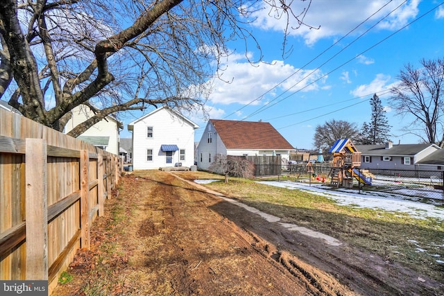 view of yard featuring a playground