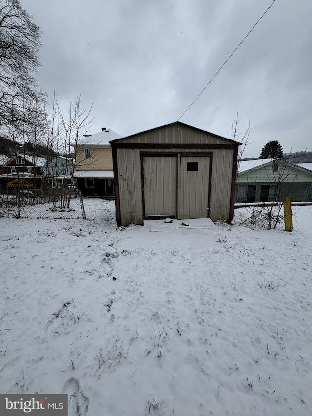 view of snow covered structure