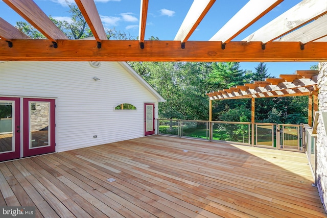 wooden terrace featuring a pergola