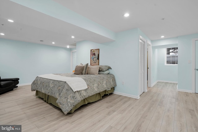 bedroom featuring light hardwood / wood-style floors