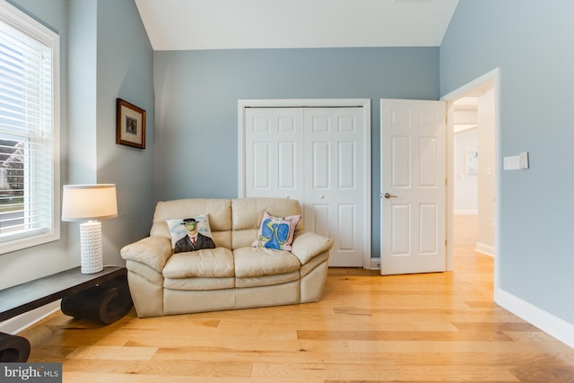 sitting room featuring light hardwood / wood-style floors