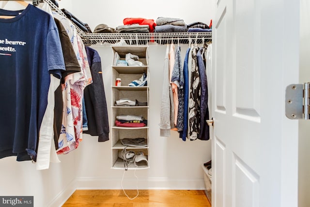 spacious closet with hardwood / wood-style floors