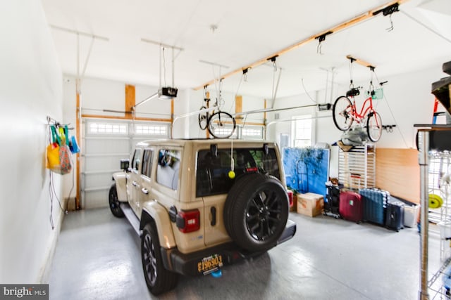 garage with a garage door opener