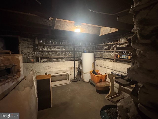 basement with gas water heater