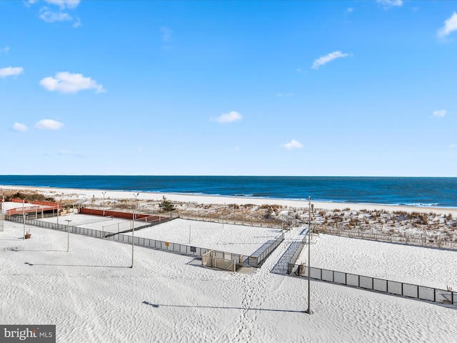 property view of water featuring a view of the beach