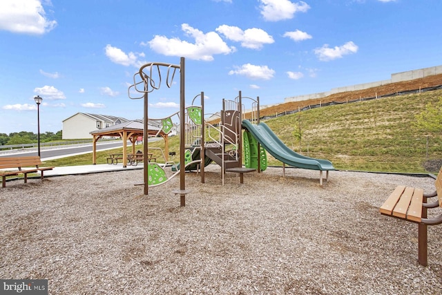 view of jungle gym with a gazebo