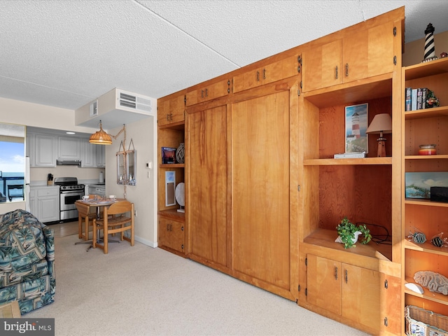 interior space with a textured ceiling