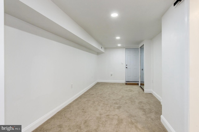 1324 Aisquith St, Baltimore, MD 21202 - finished below grade area with baseboards, recessed lighting, and light colored carpet