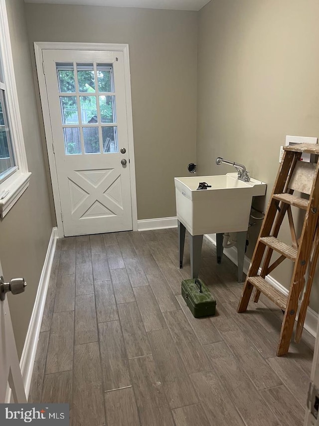 interior space with hardwood / wood-style flooring