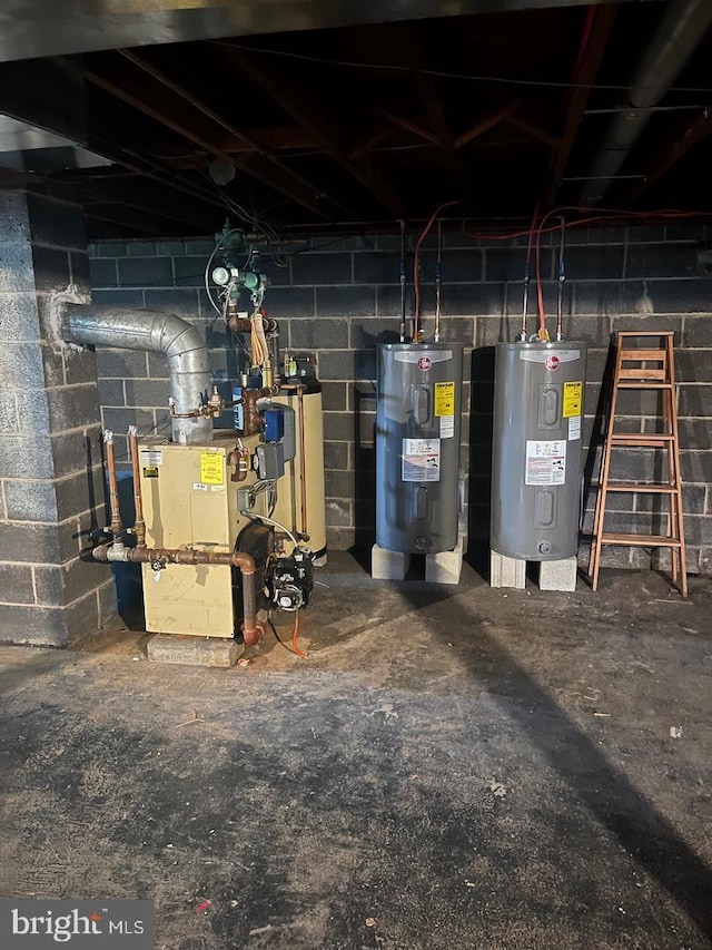 utility room featuring electric water heater