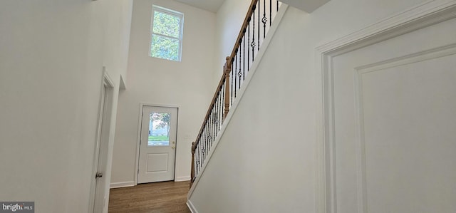 434 Redfern, Hamilton, NJ 08610 - stairway featuring healthy amount of natural light, baseboards, wood finished floors, and a high ceiling