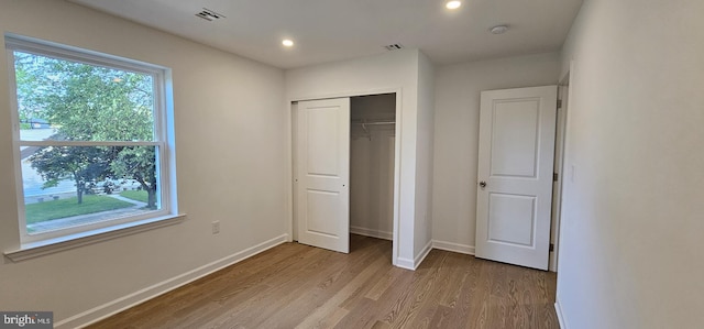 434 Redfern, Hamilton, NJ 08610 - unfurnished bedroom with light wood-style floors, baseboards, recessed lighting, and a closet
