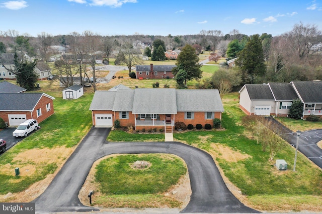 bird's eye view with a residential view