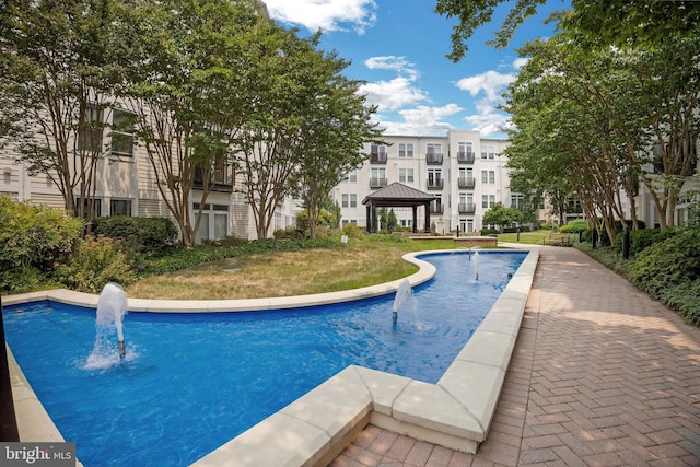 view of pool with a gazebo