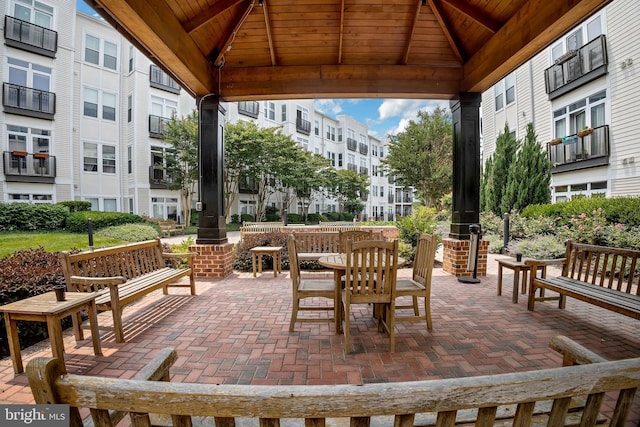 view of patio / terrace with a gazebo