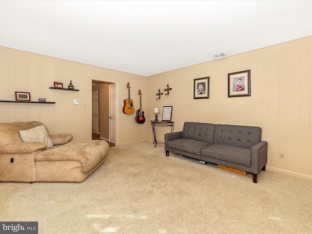 living room featuring carpet floors