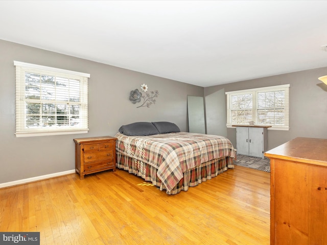 bedroom with light hardwood / wood-style flooring