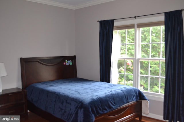 bedroom featuring ornamental molding