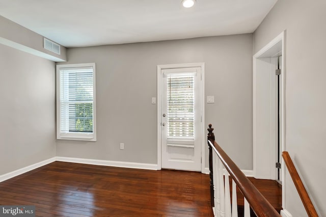 foyer entrance featuring dark wood-type flooring