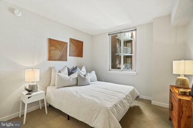 bedroom with carpet floors and multiple windows