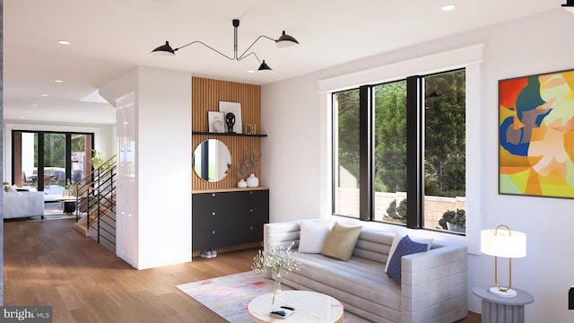 living room with wood-type flooring