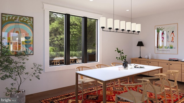 dining space featuring dark hardwood / wood-style floors