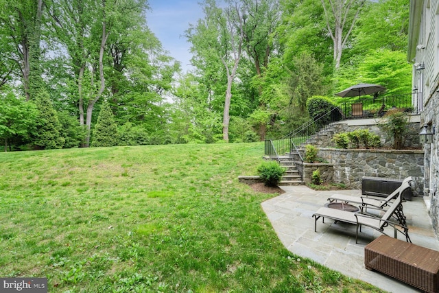 view of yard featuring a patio area