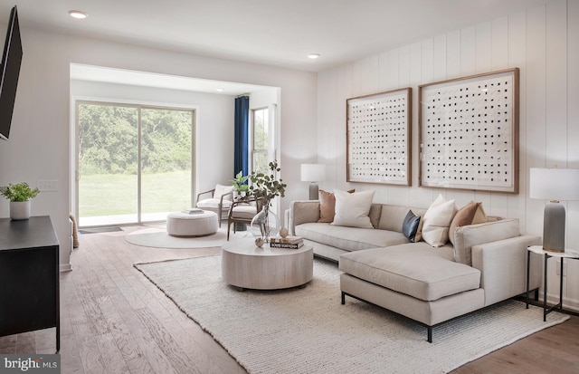 living room with hardwood / wood-style flooring