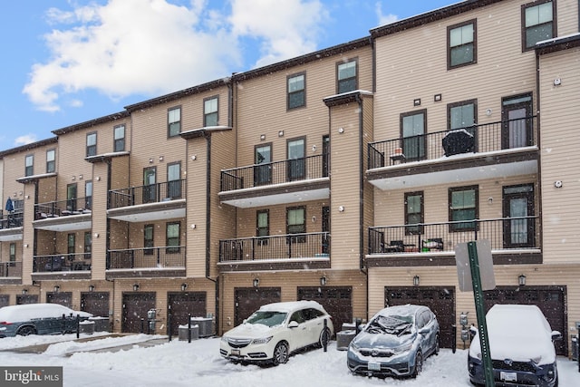 view of snow covered building