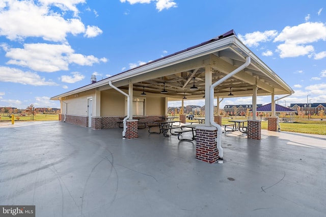 view of patio with ceiling fan