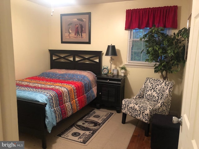 bedroom with wood-type flooring