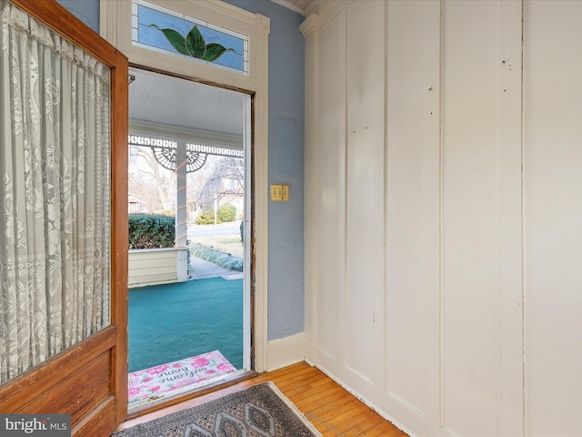 interior space with light hardwood / wood-style flooring